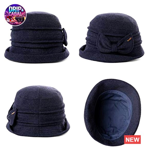 Wool Cloche Bucket Hat Adjustable Winter Fedora Vintage Style main image 5
